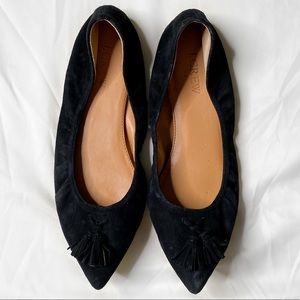 J. CREW Suede Pointed Toe Tassel Flats